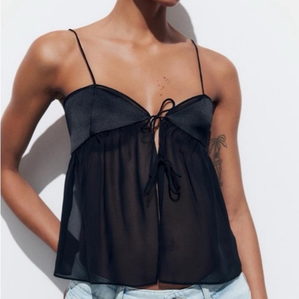 Zara semi-sheer mixed camisole - NWT M